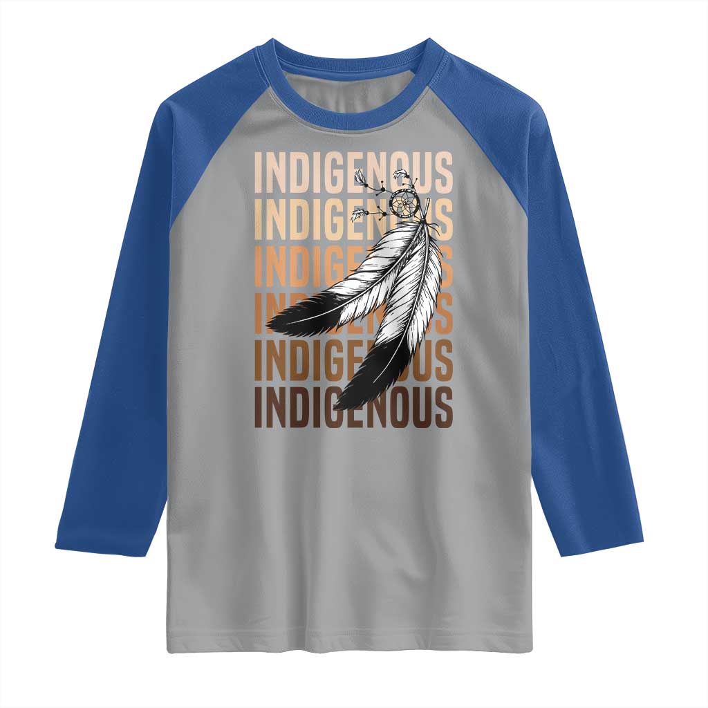 Indigenous Pride Raglan Shirt Native American Heritage Feathers Dreamcatcher - Wonder Print Shop