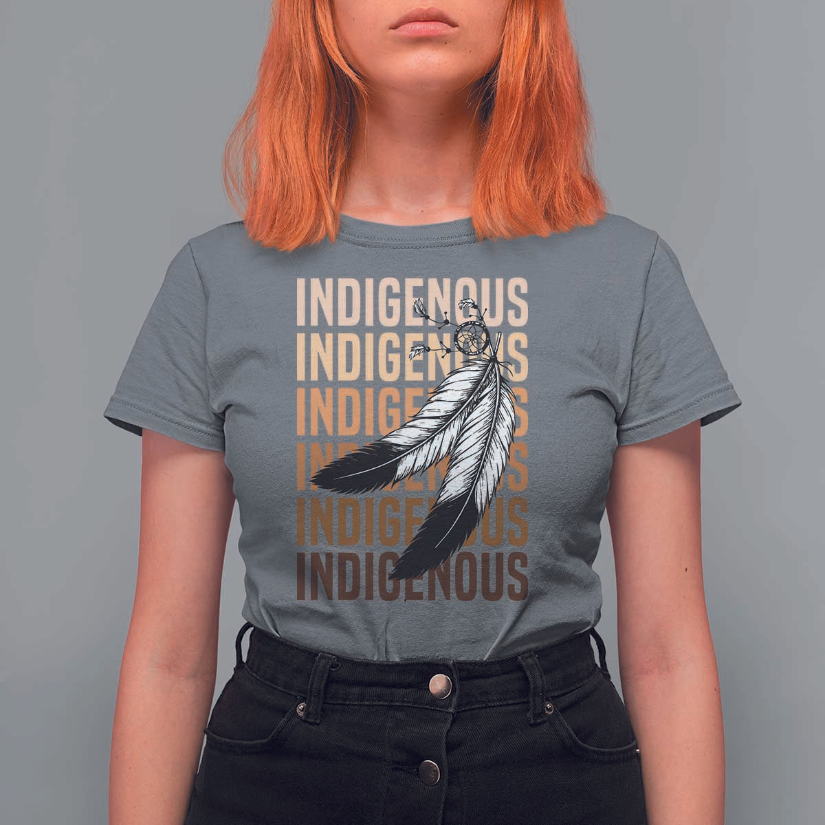 Indigenous Pride T Shirt For Women Native American Heritage Feathers Dreamcatcher - Wonder Print Shop