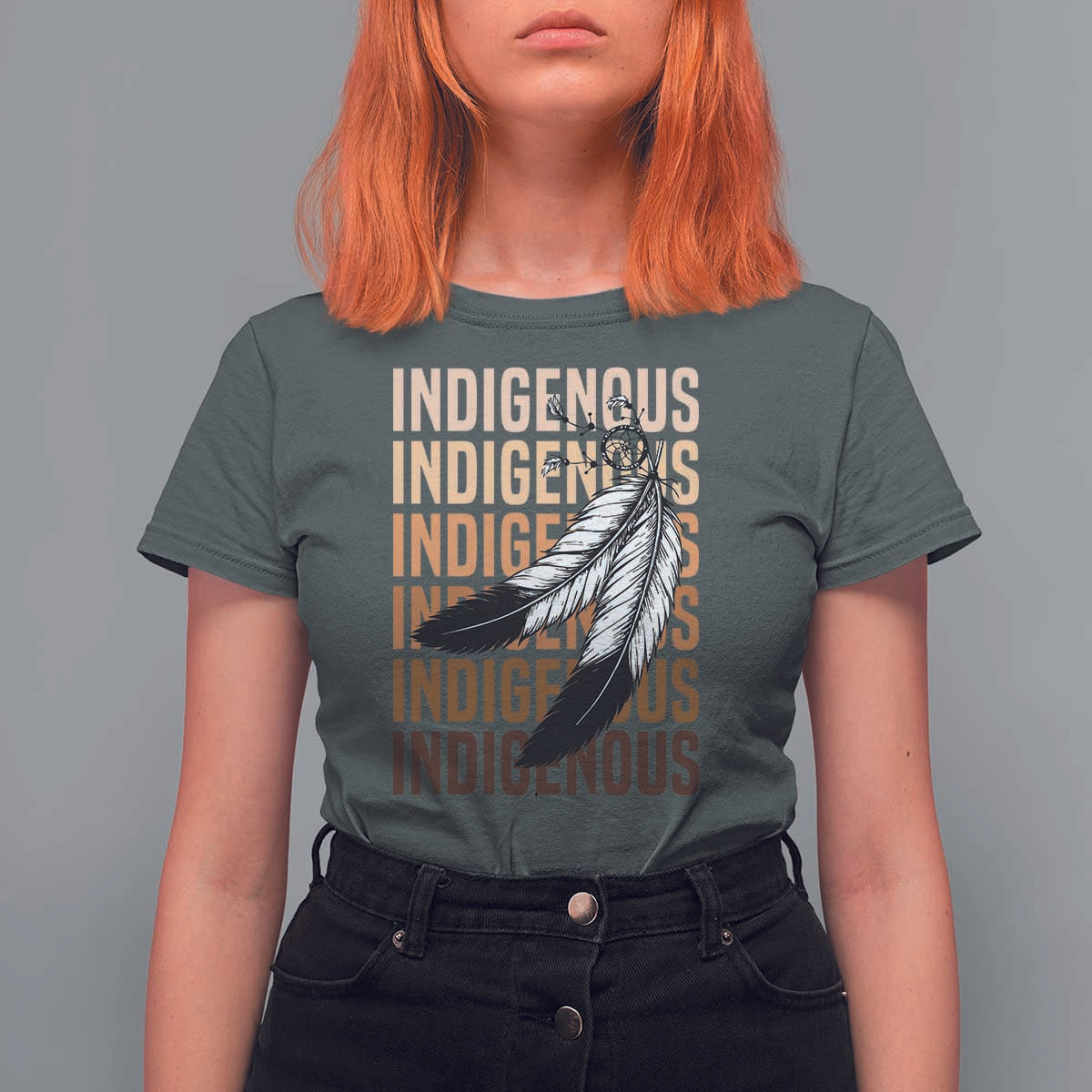 Indigenous Pride T Shirt For Women Native American Heritage Feathers Dreamcatcher - Wonder Print Shop