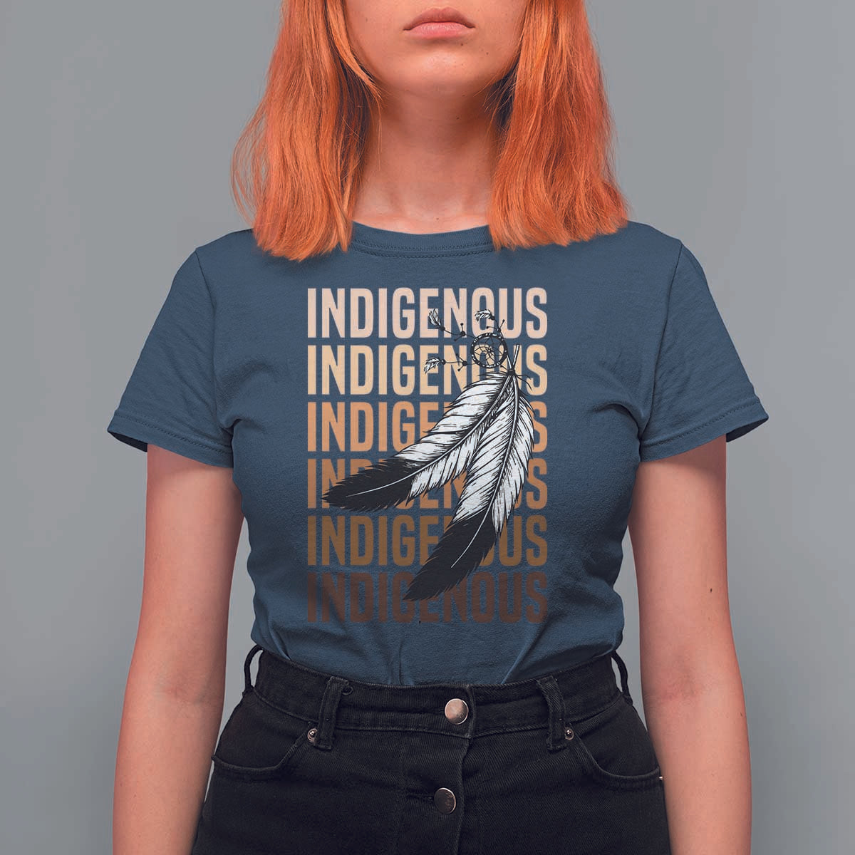 Indigenous Pride T Shirt For Women Native American Heritage Feathers Dreamcatcher - Wonder Print Shop