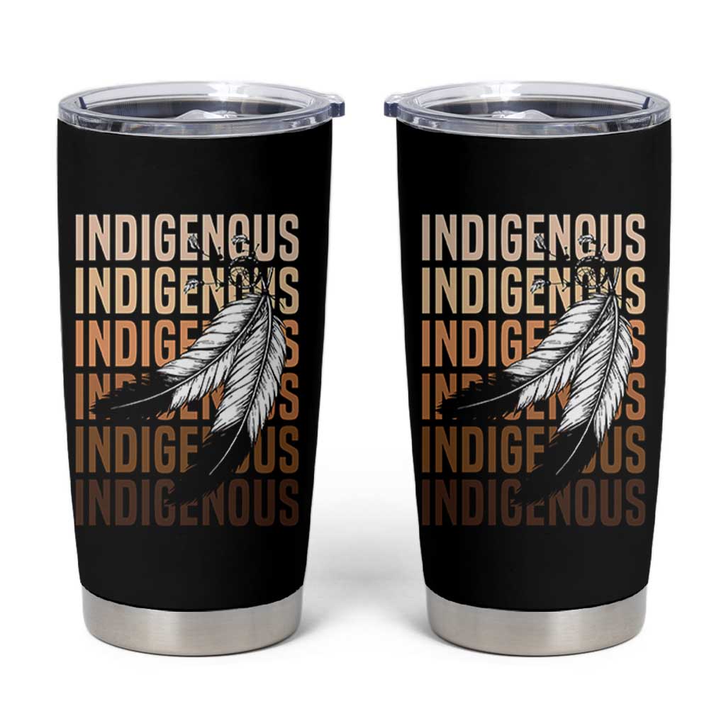 Indigenous Pride Tumbler Cup Native American Heritage Feathers Dreamcatcher - Wonder Print Shop