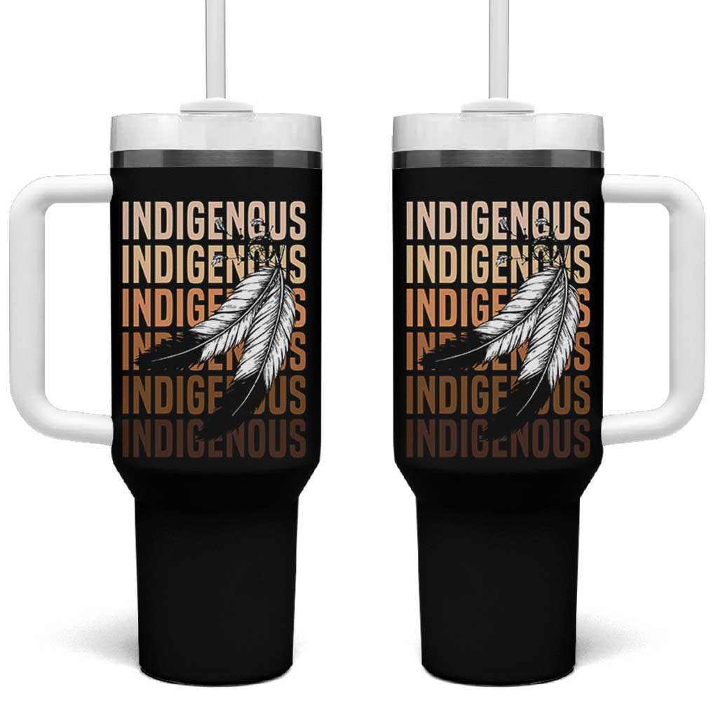 Indigenous Pride Tumbler With Handle Native American Heritage Feathers Dreamcatcher - Wonder Print Shop