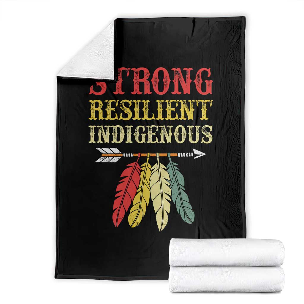 Native American Strong Resilient Indigenous Throw Blanket Retro Vintage Feathers - Wonder Print Shop