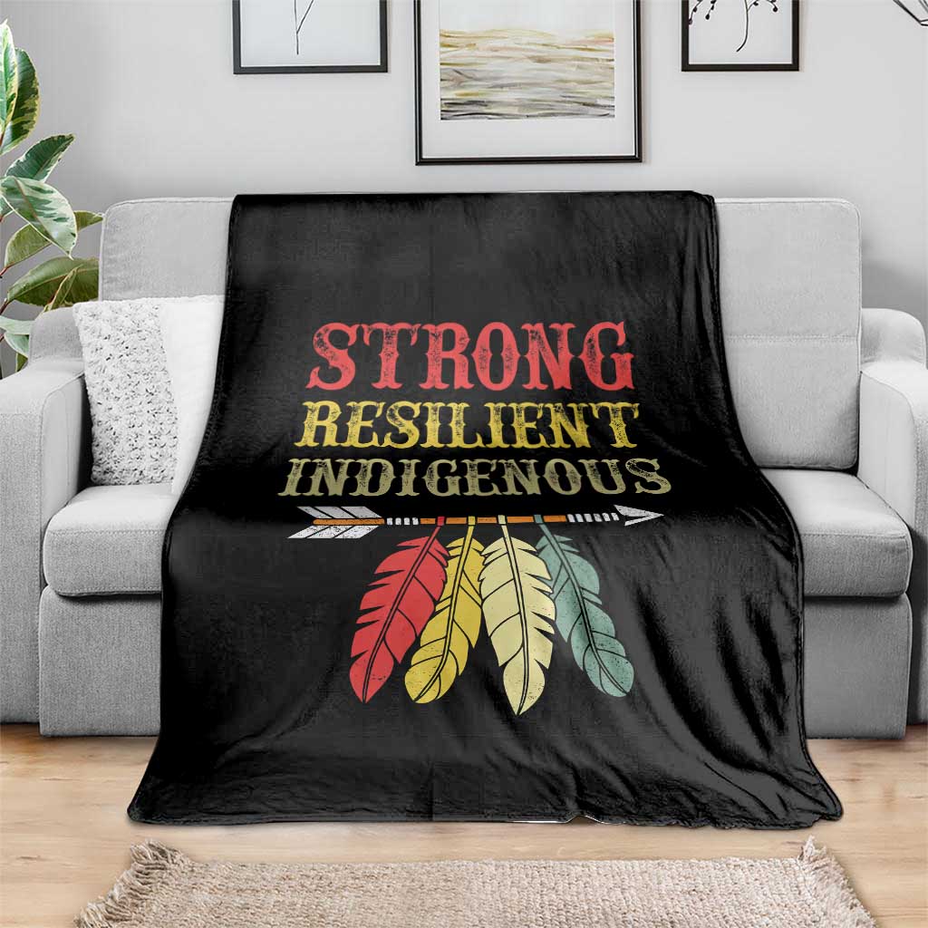Native American Strong Resilient Indigenous Throw Blanket Retro Vintage Feathers - Wonder Print Shop