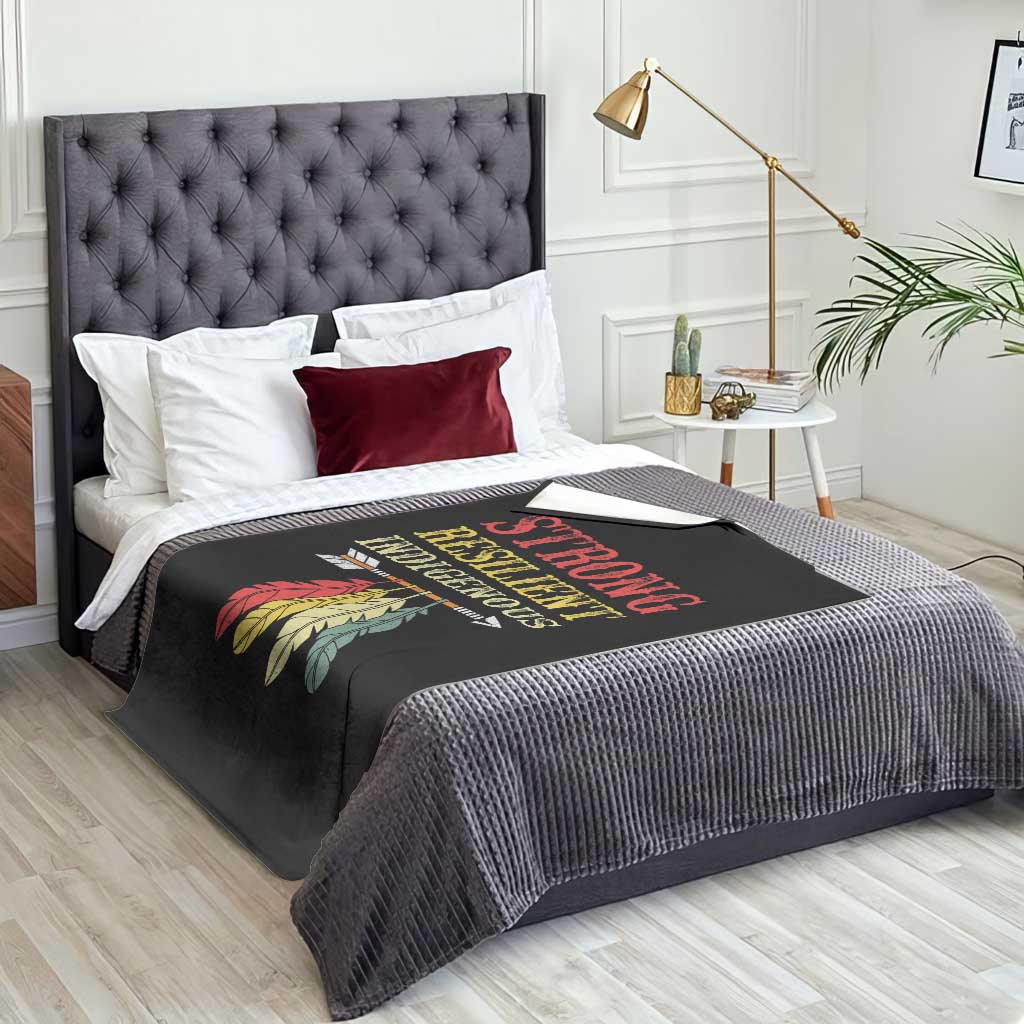 Native American Strong Resilient Indigenous Throw Blanket Retro Vintage Feathers - Wonder Print Shop