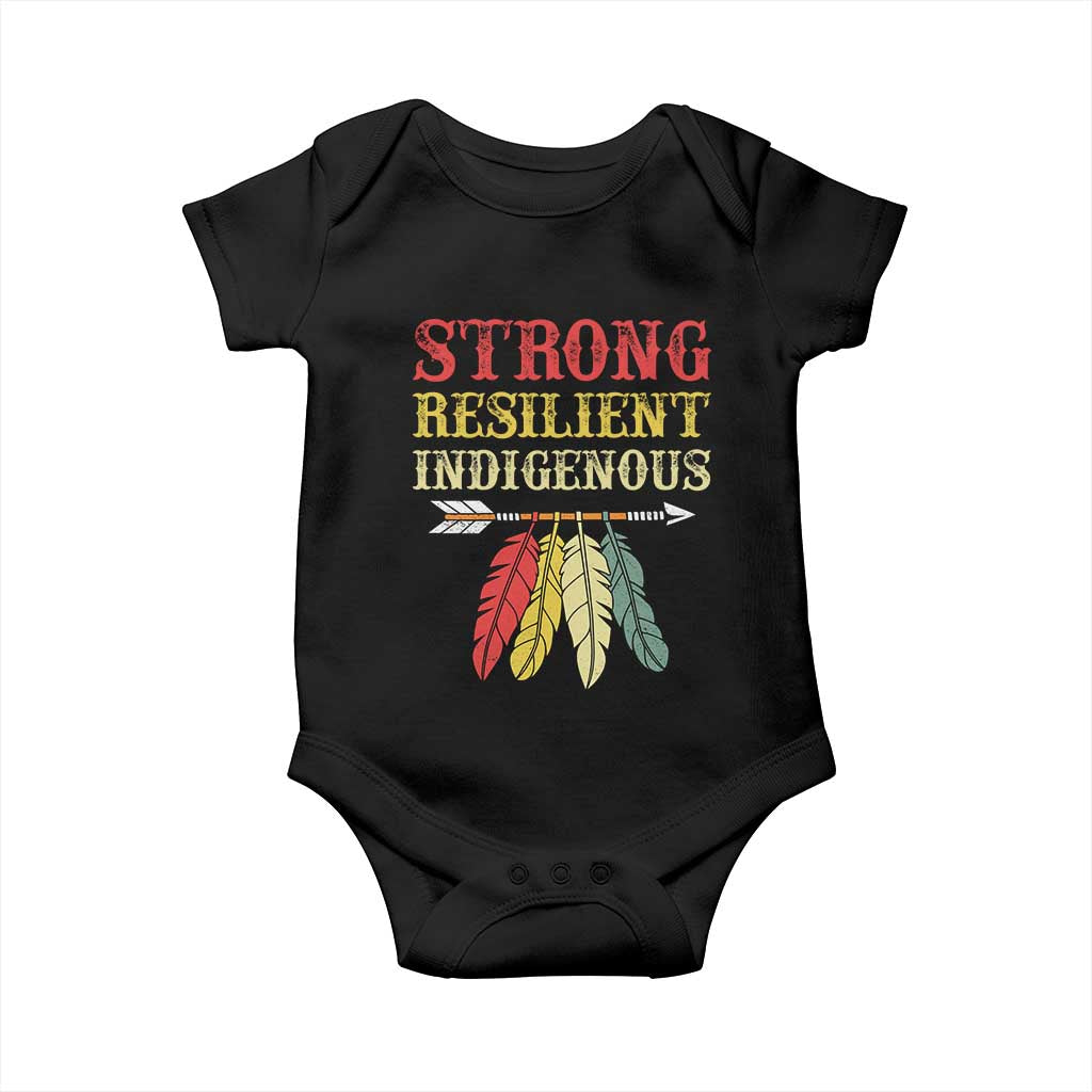 Native American Strong Resilient Indigenous Baby Onesie Retro Vintage Feathers - Wonder Print Shop