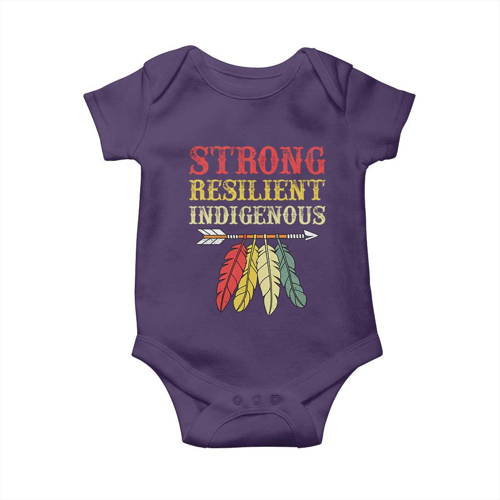 Native American Strong Resilient Indigenous Baby Onesie Retro Vintage Feathers - Wonder Print Shop