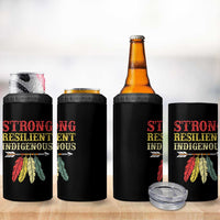 Native American Strong Resilient Indigenous 4 in 1 Can Cooler Tumbler Retro Vintage Feathers - Wonder Print Shop