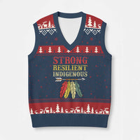 Native American Strong Resilient Indigenous V-Neck Knit Sweater Vest Retro Vintage Feathers - Wonder Print Shop