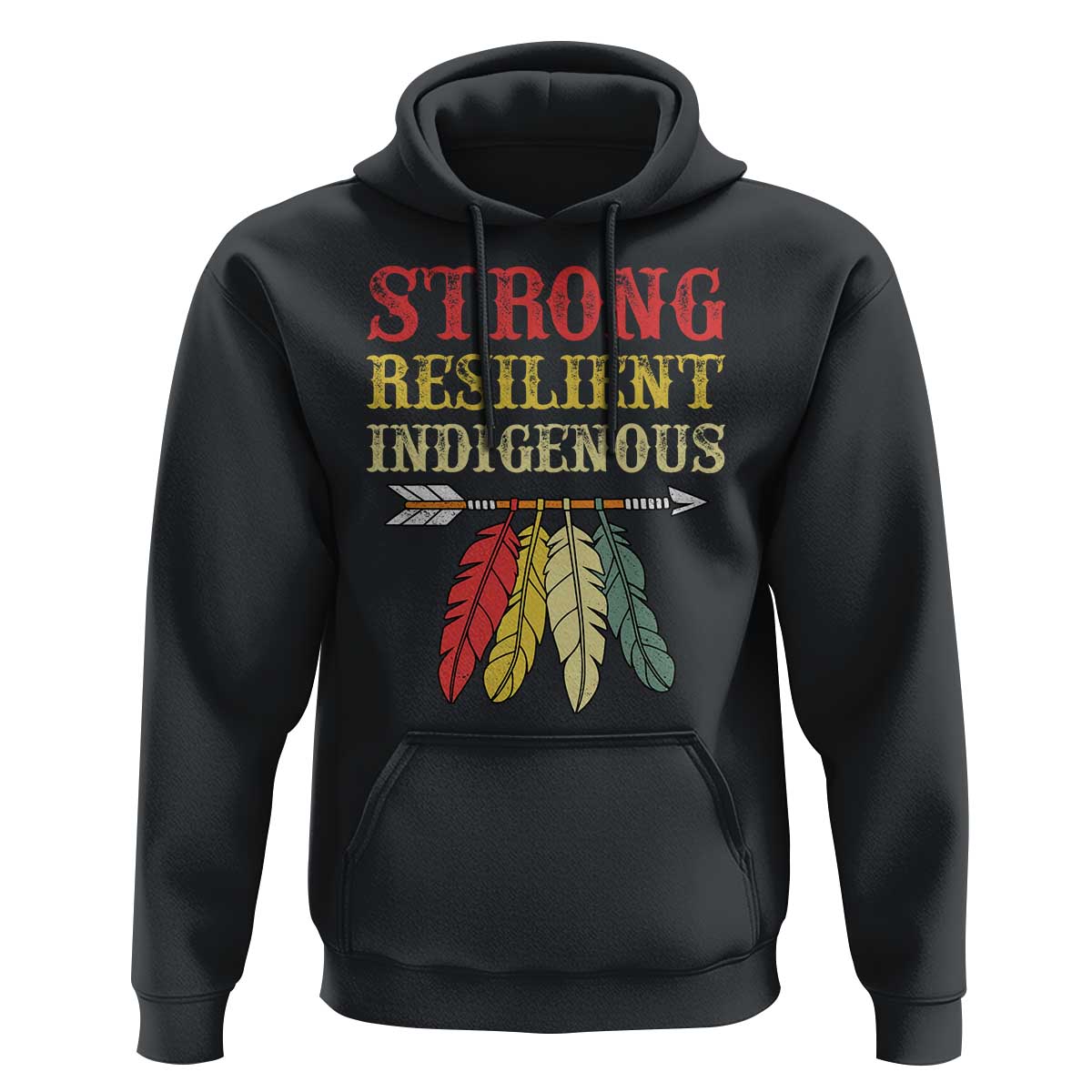 Native American Strong Resilient Indigenous Hoodie Retro Vintage Feathers - Wonder Print Shop