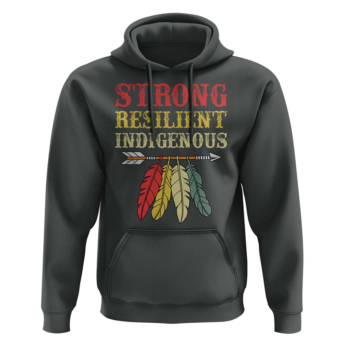 Native American Strong Resilient Indigenous Hoodie Retro Vintage Feathers - Wonder Print Shop