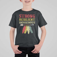 Native American Strong Resilient Indigenous T Shirt For Kid Retro Vintage Feathers - Wonder Print Shop