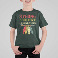 Native American Strong Resilient Indigenous T Shirt For Kid Retro Vintage Feathers - Wonder Print Shop