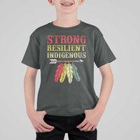 Native American Strong Resilient Indigenous T Shirt For Kid Retro Vintage Feathers - Wonder Print Shop
