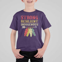Native American Strong Resilient Indigenous T Shirt For Kid Retro Vintage Feathers - Wonder Print Shop
