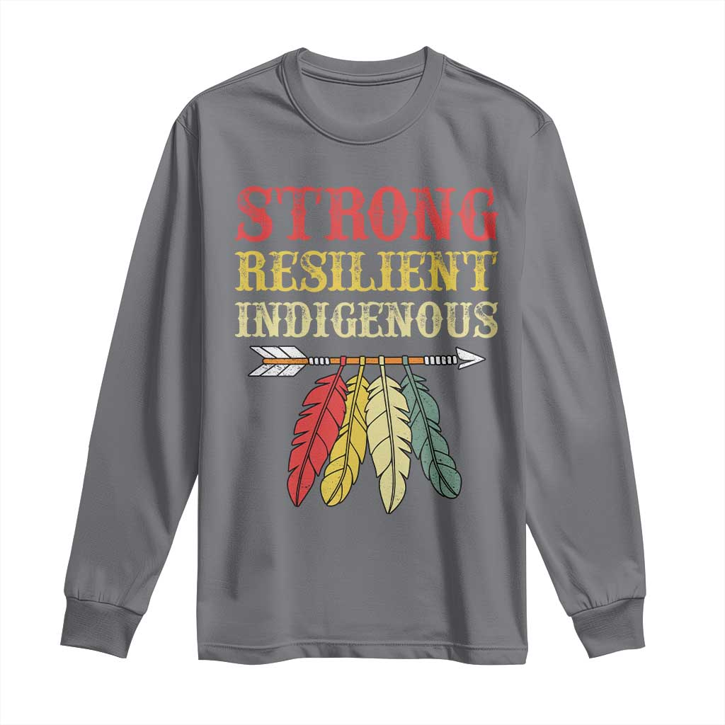Native American Strong Resilient Indigenous Long Sleeve Shirt Retro Vintage Feathers - Wonder Print Shop