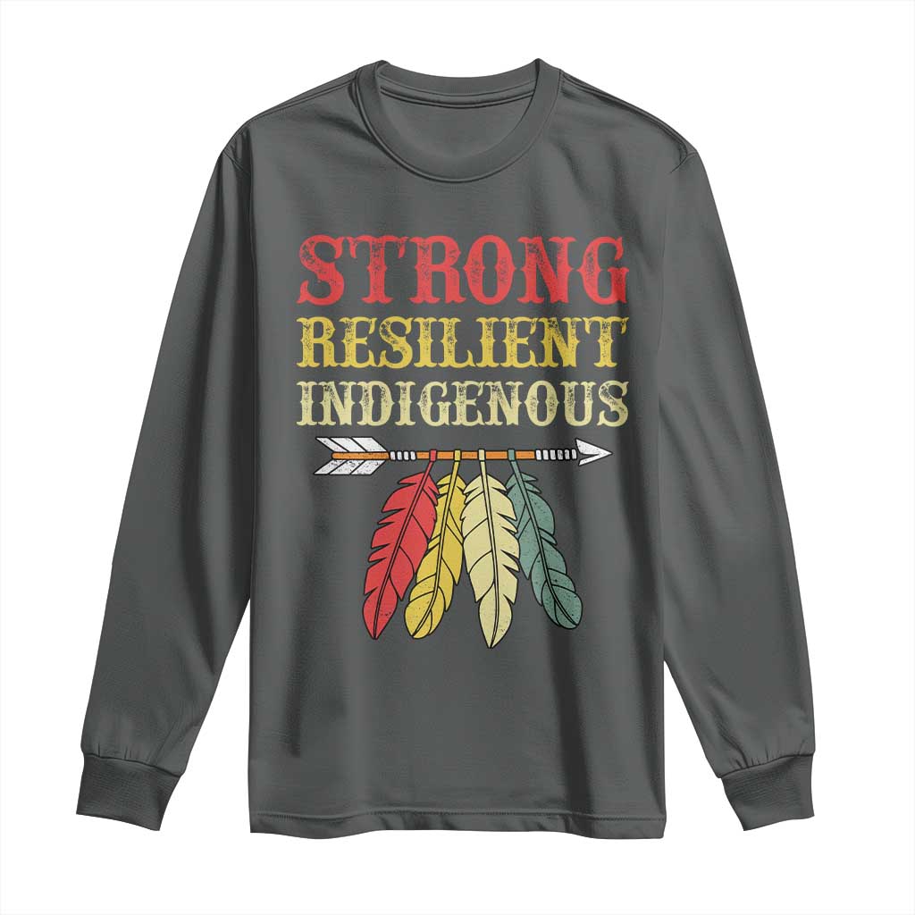 Native American Strong Resilient Indigenous Long Sleeve Shirt Retro Vintage Feathers - Wonder Print Shop