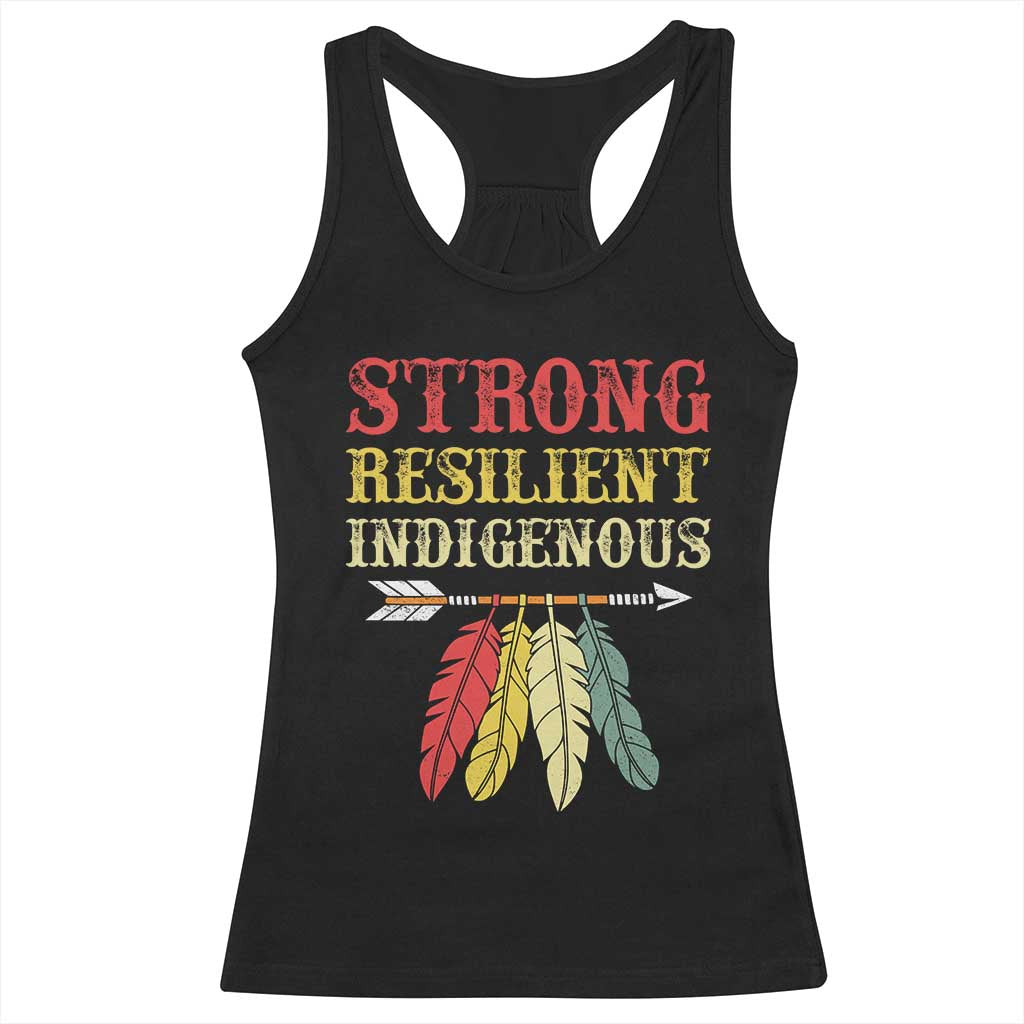 Native American Strong Resilient Indigenous Racerback Tank Top Retro Vintage Feathers - Wonder Print Shop