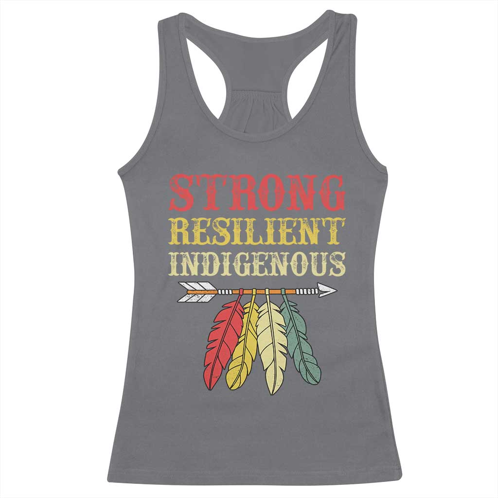 Native American Strong Resilient Indigenous Racerback Tank Top Retro Vintage Feathers - Wonder Print Shop