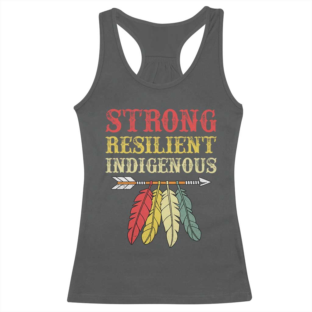 Native American Strong Resilient Indigenous Racerback Tank Top Retro Vintage Feathers - Wonder Print Shop