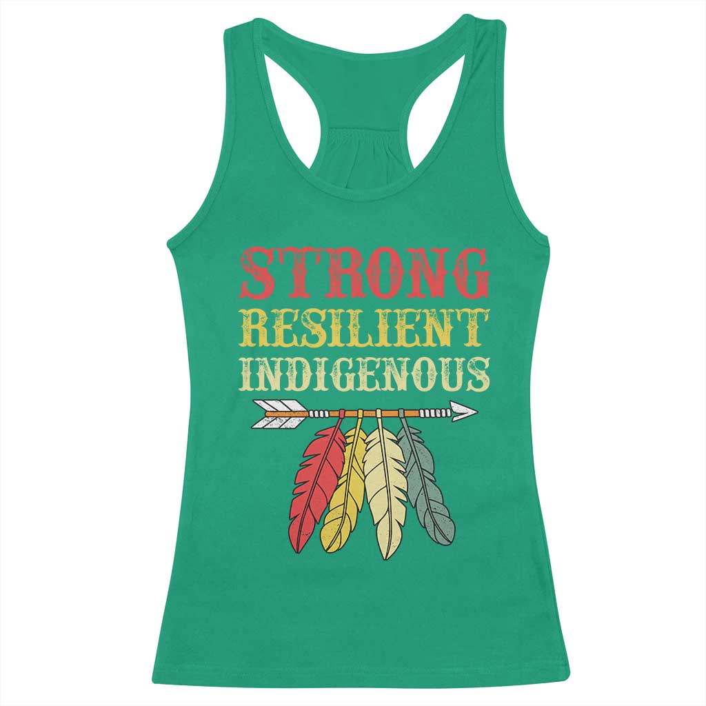 Native American Strong Resilient Indigenous Racerback Tank Top Retro Vintage Feathers - Wonder Print Shop