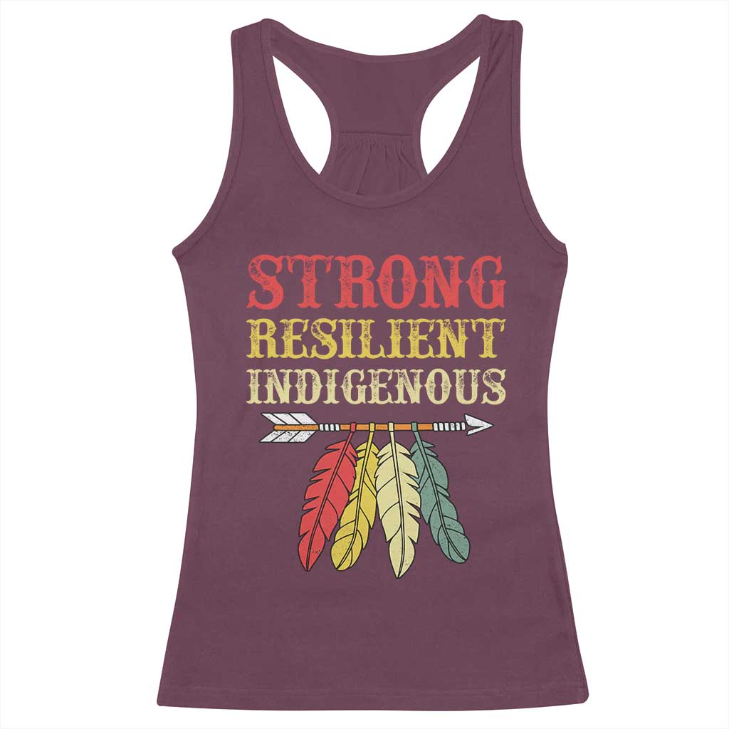 Native American Strong Resilient Indigenous Racerback Tank Top Retro Vintage Feathers - Wonder Print Shop