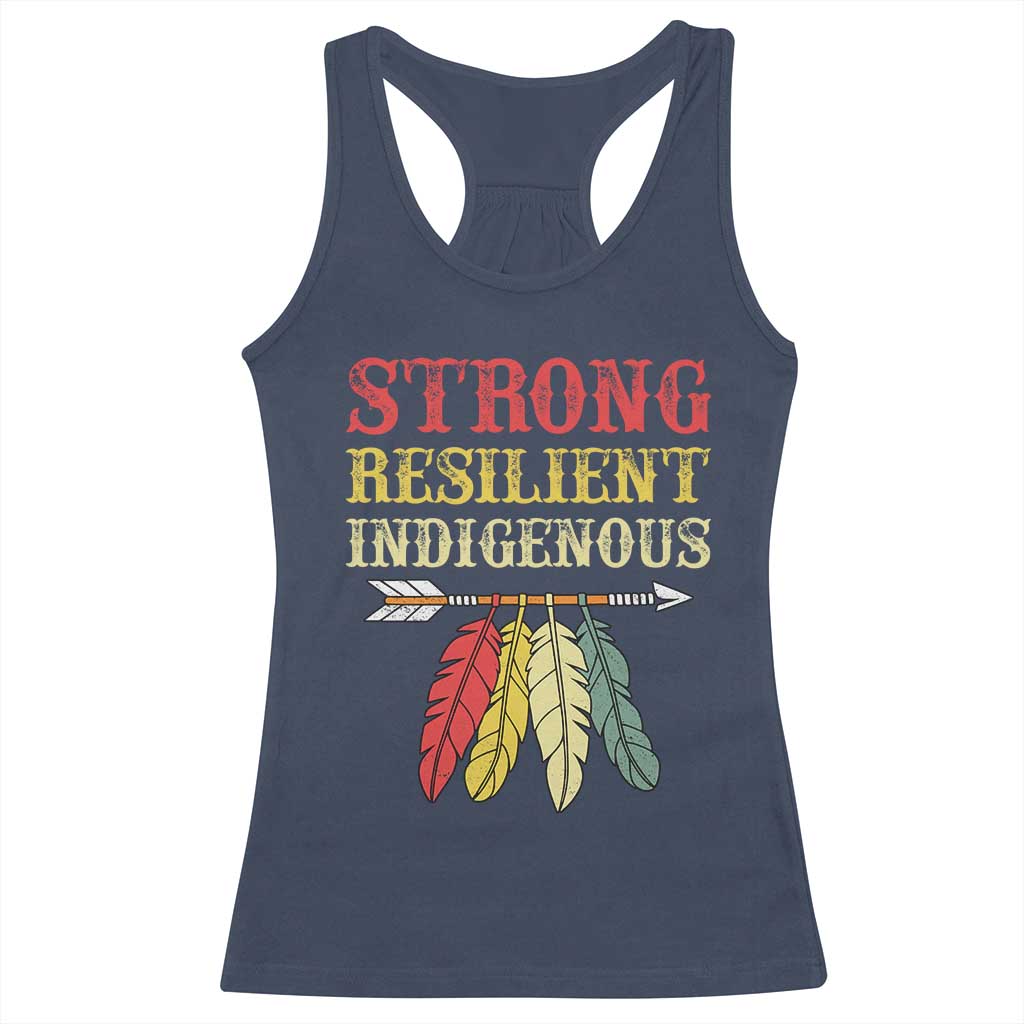 Native American Strong Resilient Indigenous Racerback Tank Top Retro Vintage Feathers - Wonder Print Shop