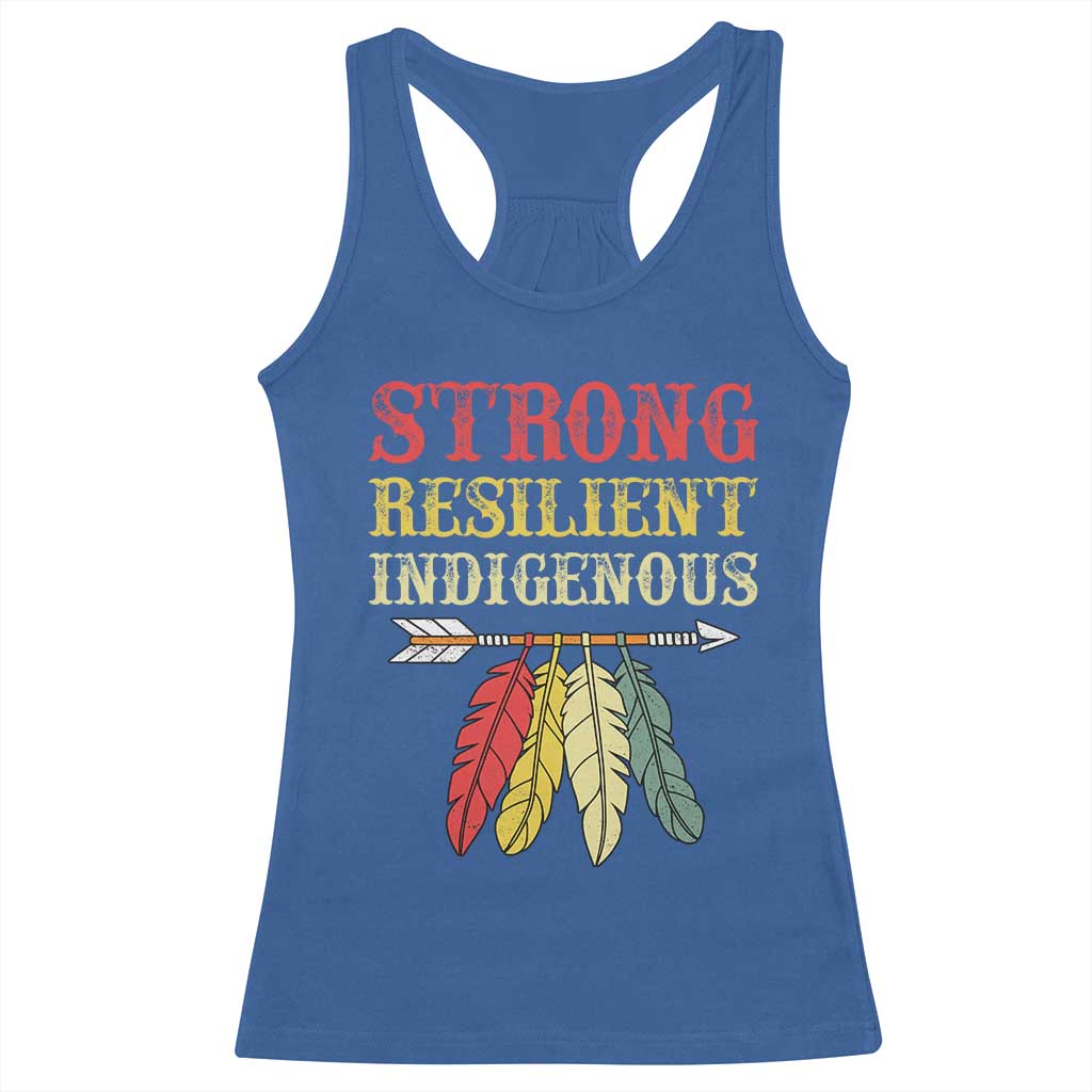 Native American Strong Resilient Indigenous Racerback Tank Top Retro Vintage Feathers - Wonder Print Shop