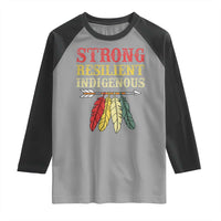 Native American Strong Resilient Indigenous Raglan Shirt Retro Vintage Feathers - Wonder Print Shop