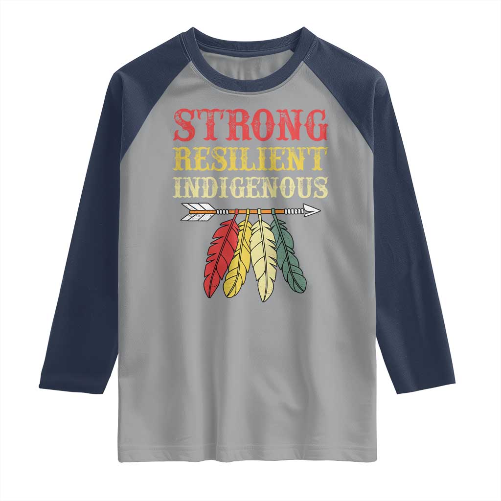 Native American Strong Resilient Indigenous Raglan Shirt Retro Vintage Feathers - Wonder Print Shop