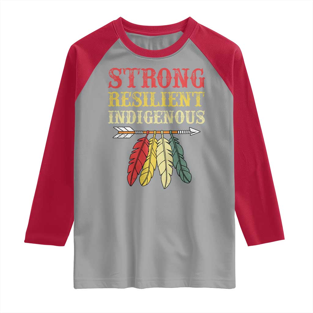 Native American Strong Resilient Indigenous Raglan Shirt Retro Vintage Feathers - Wonder Print Shop