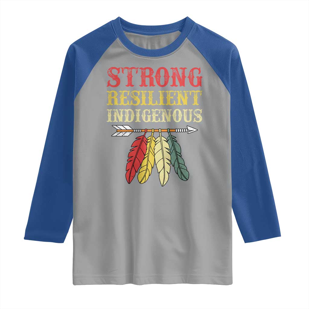 Native American Strong Resilient Indigenous Raglan Shirt Retro Vintage Feathers - Wonder Print Shop