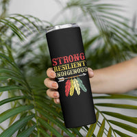Native American Strong Resilient Indigenous Skinny Tumbler Retro Vintage Feathers - Wonder Print Shop