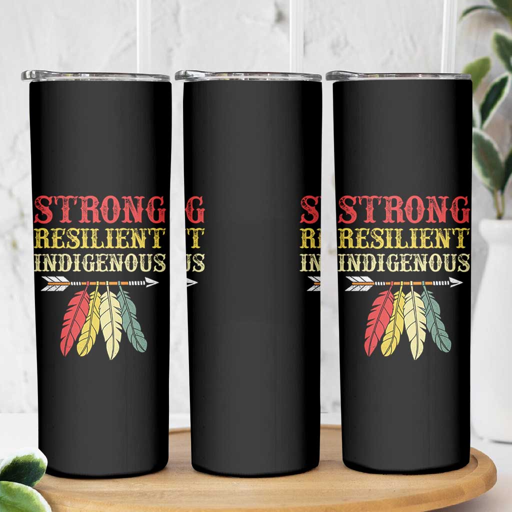 Native American Strong Resilient Indigenous Skinny Tumbler Retro Vintage Feathers - Wonder Print Shop