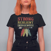 Native American Strong Resilient Indigenous T Shirt For Women Retro Vintage Feathers - Wonder Print Shop