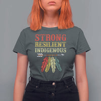 Native American Strong Resilient Indigenous T Shirt For Women Retro Vintage Feathers - Wonder Print Shop
