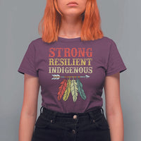 Native American Strong Resilient Indigenous T Shirt For Women Retro Vintage Feathers - Wonder Print Shop