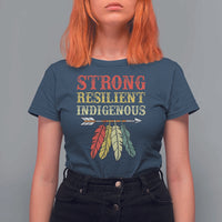 Native American Strong Resilient Indigenous T Shirt For Women Retro Vintage Feathers - Wonder Print Shop