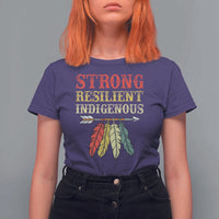 Native American Strong Resilient Indigenous T Shirt For Women Retro Vintage Feathers - Wonder Print Shop