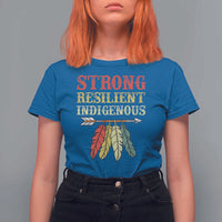 Native American Strong Resilient Indigenous T Shirt For Women Retro Vintage Feathers - Wonder Print Shop