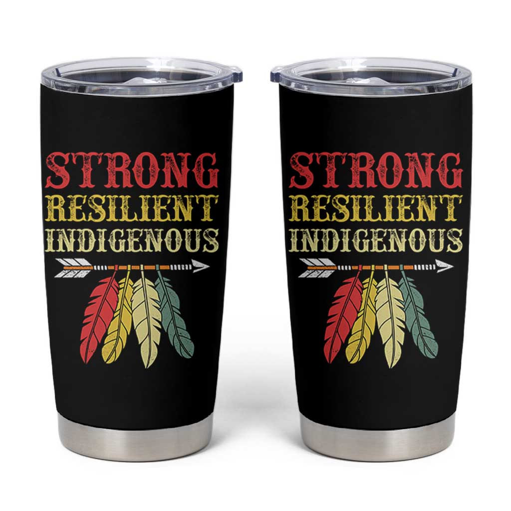 Native American Strong Resilient Indigenous Tumbler Cup Retro Vintage Feathers - Wonder Print Shop