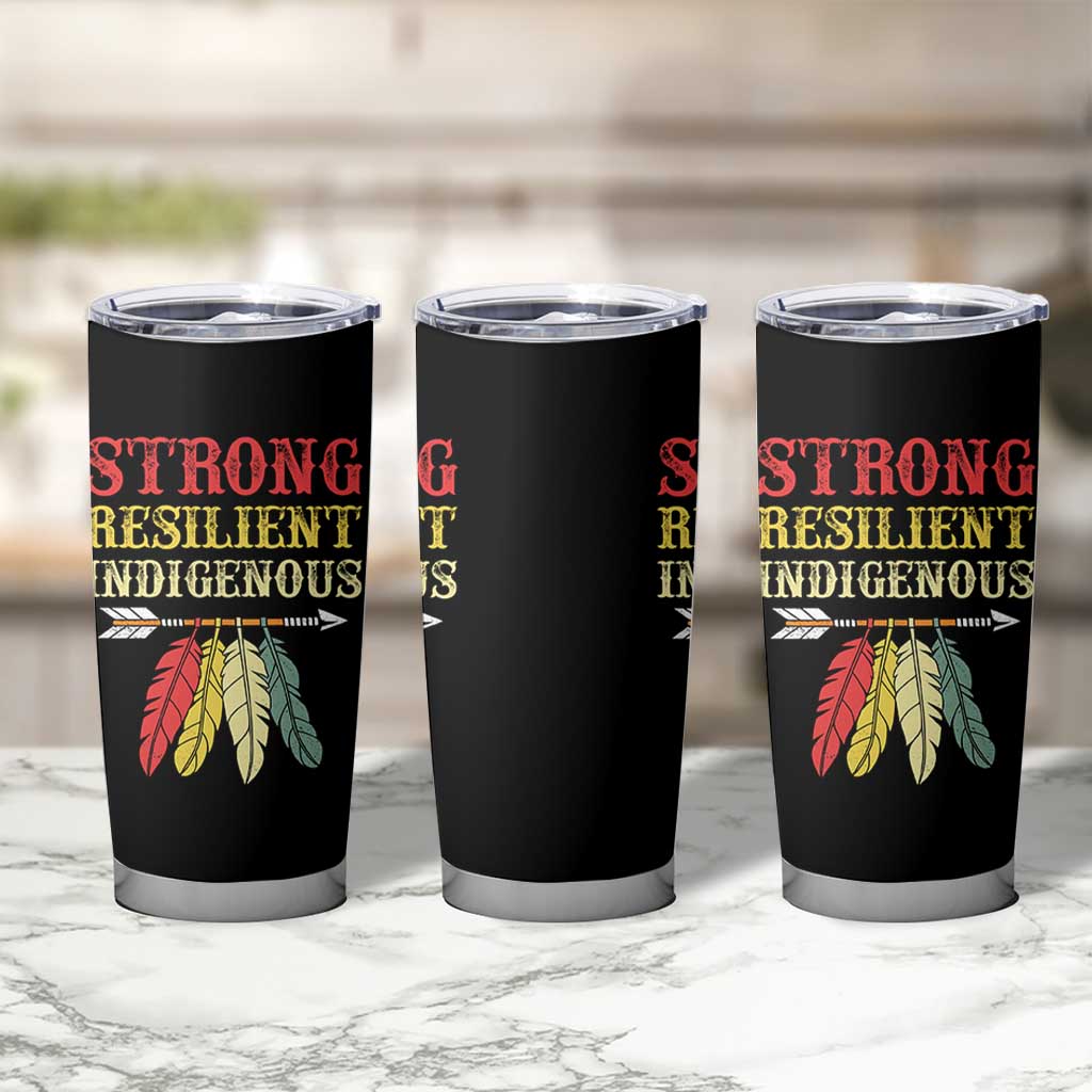Native American Strong Resilient Indigenous Tumbler Cup Retro Vintage Feathers - Wonder Print Shop
