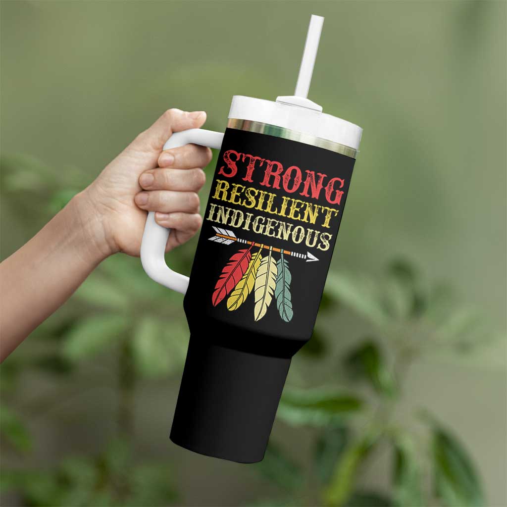 Native American Strong Resilient Indigenous Tumbler With Handle Retro Vintage Feathers - Wonder Print Shop
