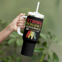 Native American Strong Resilient Indigenous Tumbler With Handle Retro Vintage Feathers - Wonder Print Shop