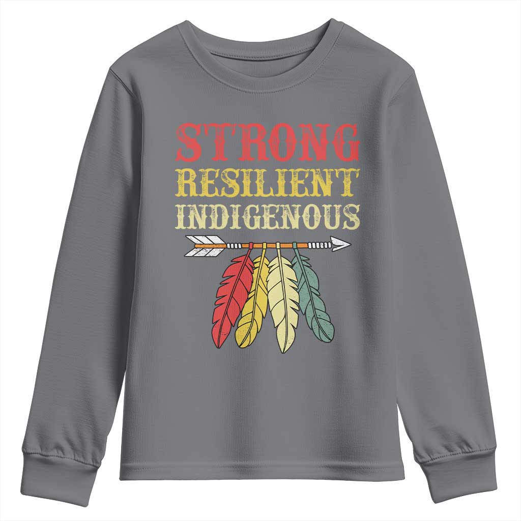 Native American Strong Resilient Indigenous Youth Sweatshirt Retro Vintage Feathers - Wonder Print Shop