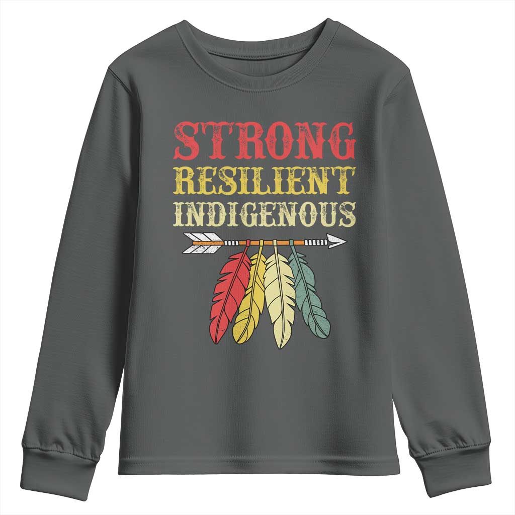 Native American Strong Resilient Indigenous Youth Sweatshirt Retro Vintage Feathers - Wonder Print Shop