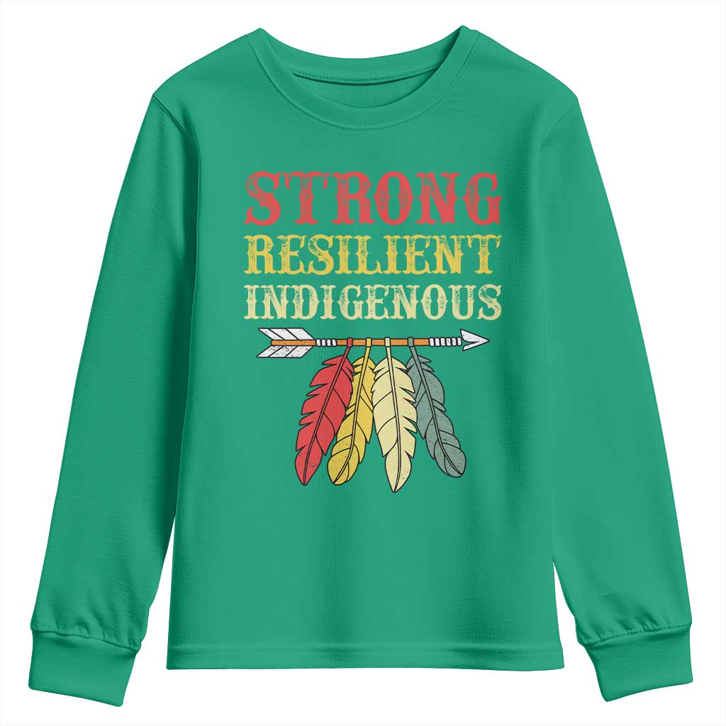 Native American Strong Resilient Indigenous Youth Sweatshirt Retro Vintage Feathers - Wonder Print Shop