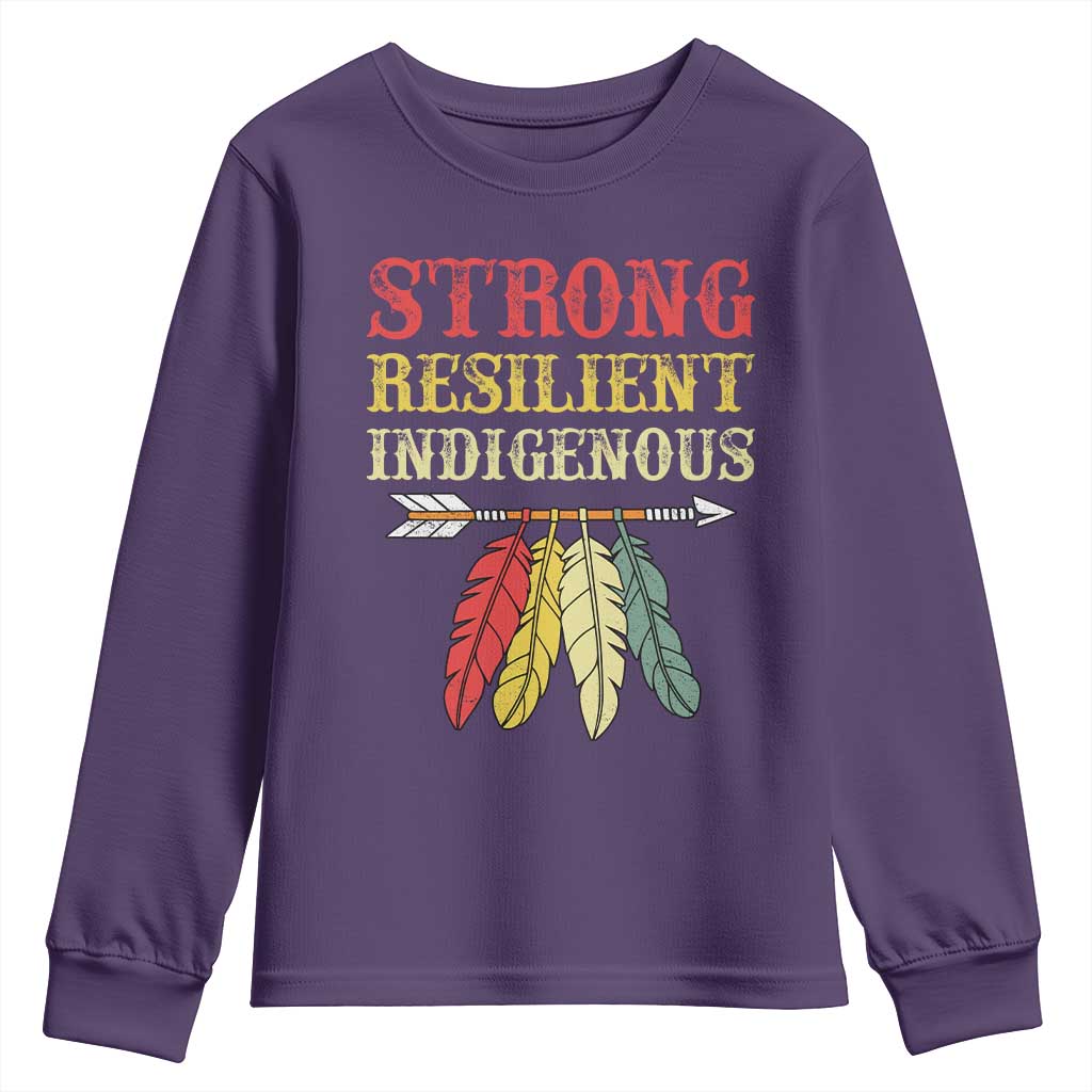 Native American Strong Resilient Indigenous Youth Sweatshirt Retro Vintage Feathers - Wonder Print Shop