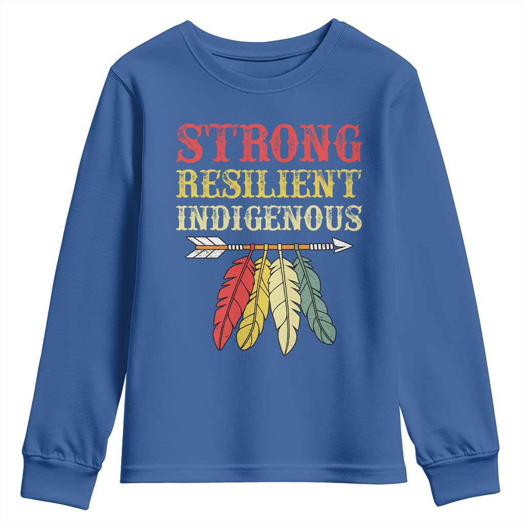 Native American Strong Resilient Indigenous Youth Sweatshirt Retro Vintage Feathers - Wonder Print Shop