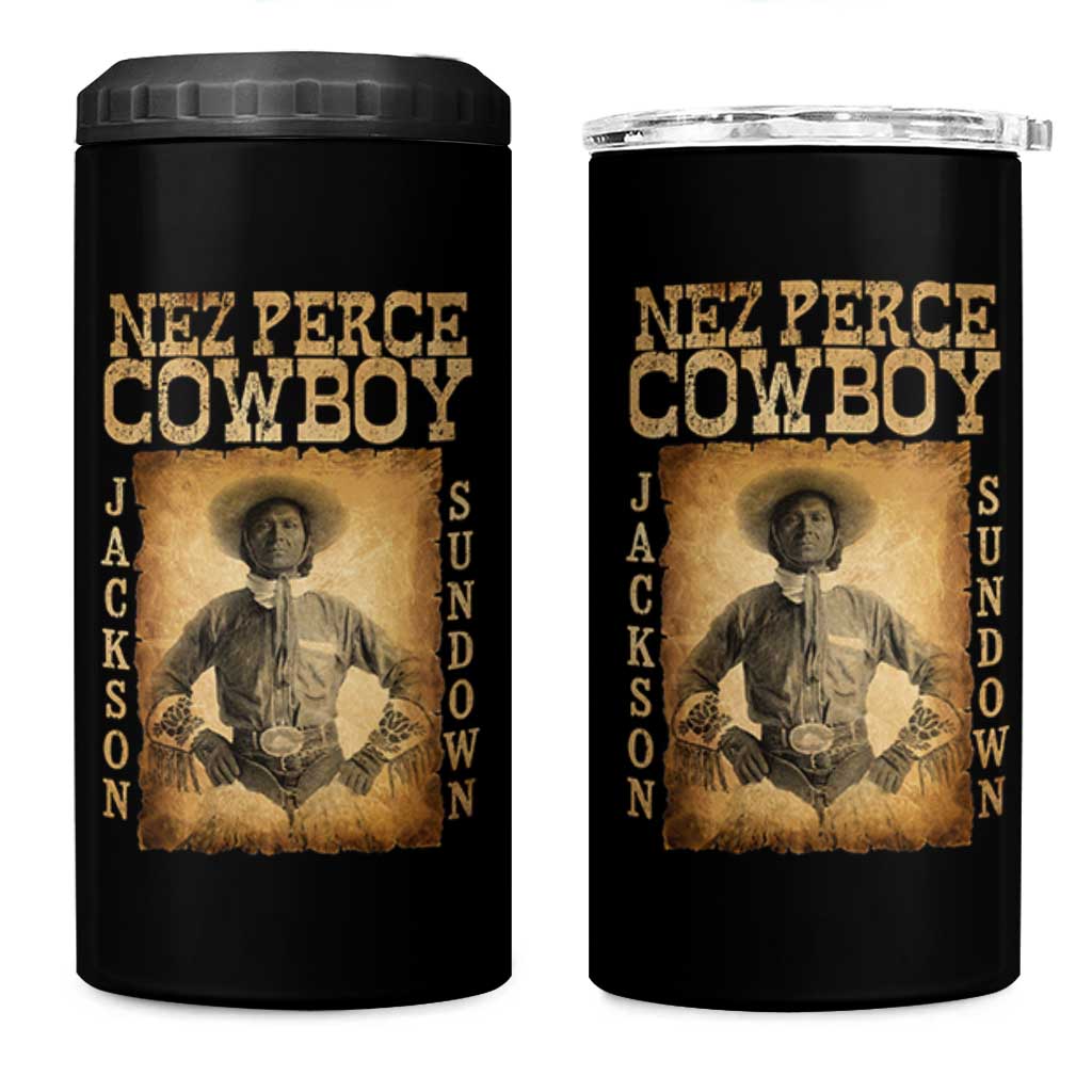 Nez Perce Cowboy Jackson Sundown 4 in 1 Can Cooler Tumbler Native American Cowboy Western Country - Wonder Print Shop